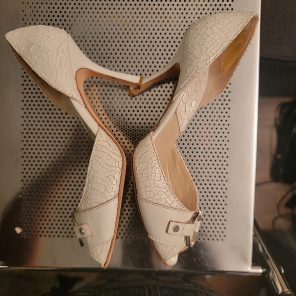 Dior Shoe White Snakeskin Peep Toe C D Initial - Picture 5 of 16